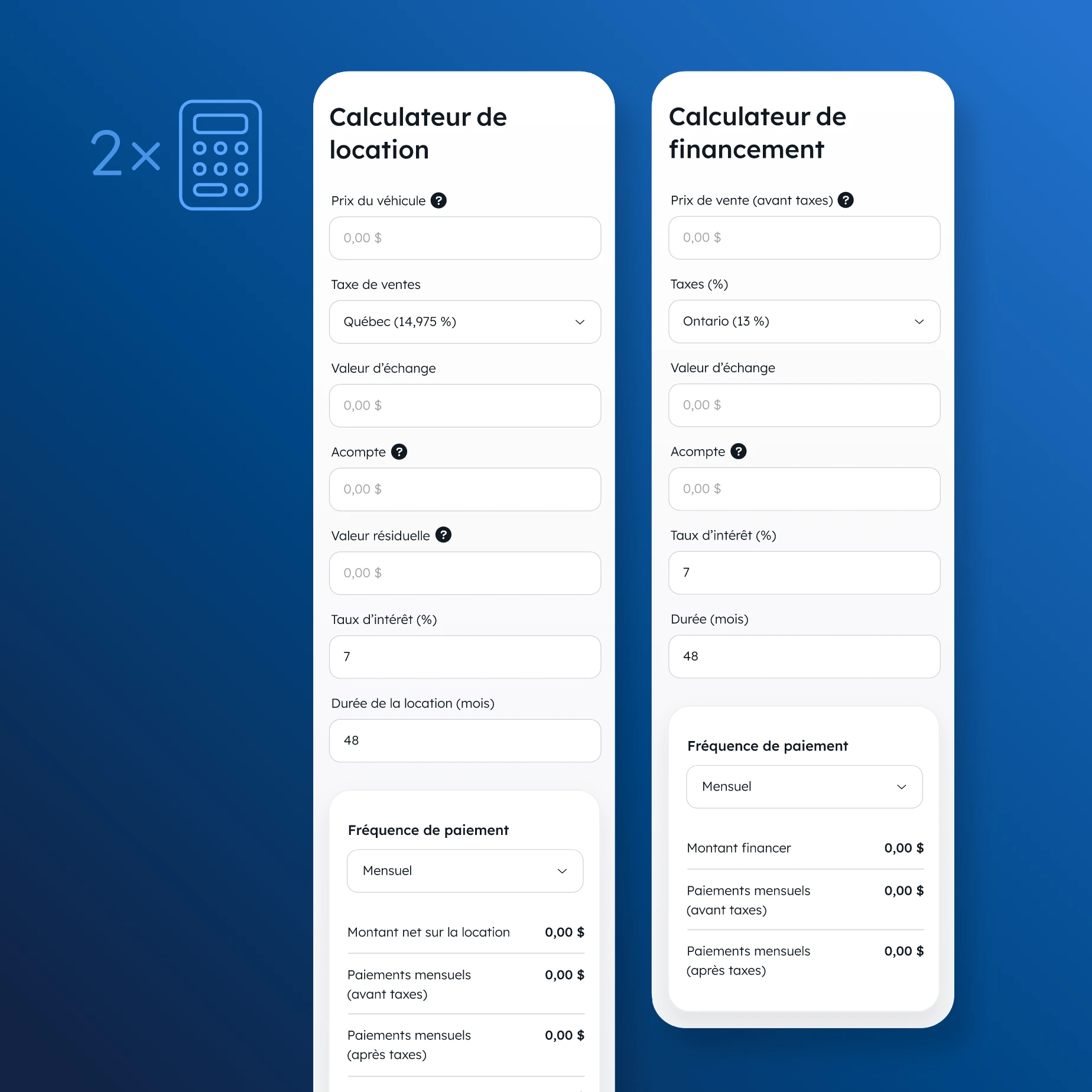 Présentation du calculateur de location et du calculateur de financement développés pour l
